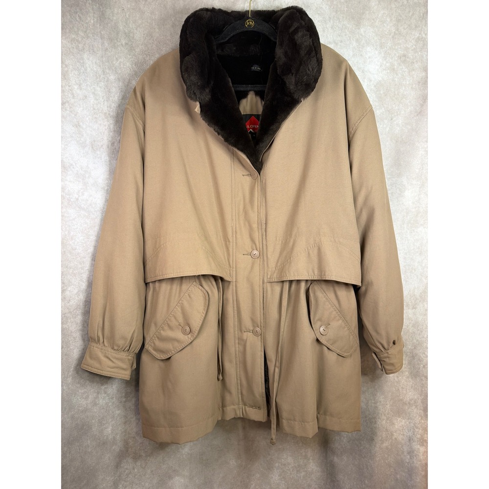 Alorna Active Parka Women‎ Medium Tan Faux Fur Lined Vintage Winter Coat Utility